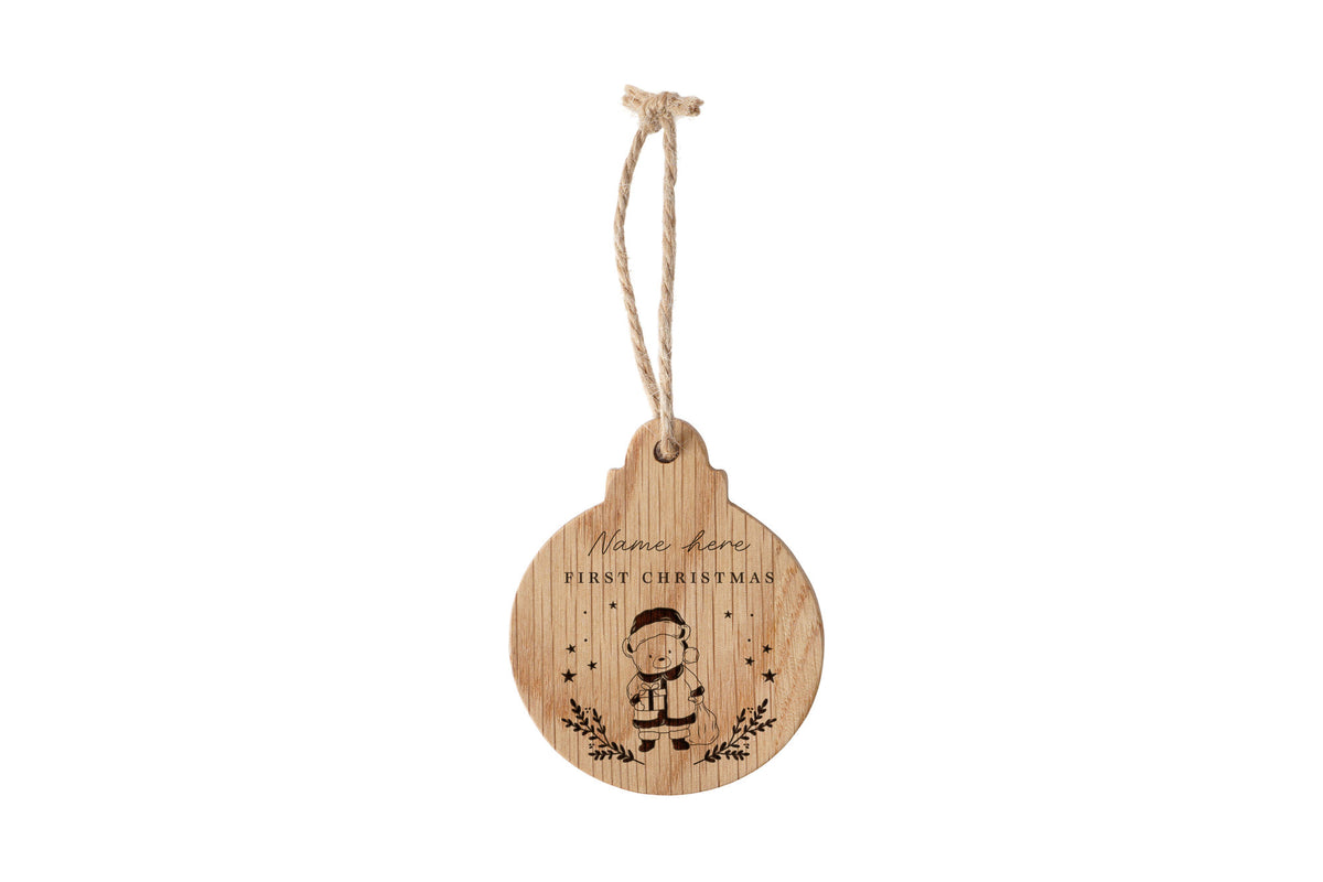Oak Hanging Bauble 'Personalise Own Text' | Baby's First Christmas | Festive Decoration | Tree Hanger | Wall Hanger | Hanging Sign