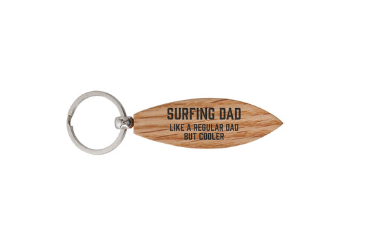 Dapper Chap 'Surfing Dad' Oak Surfboard Keyring | Birthday | Keepsake | Novelty Keyring