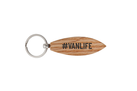 Dapper Chap 'Van Life' Oak Surfboard Keyring | Birthday | Keepsake | Novelty Keyring