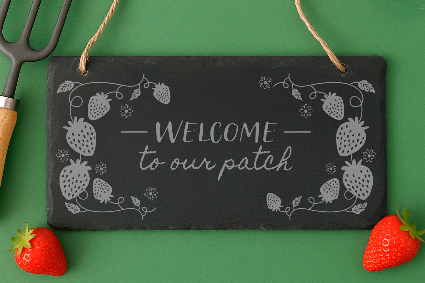 Strawberry Slate Sign - Welcome To Our Patch, Garden Decor