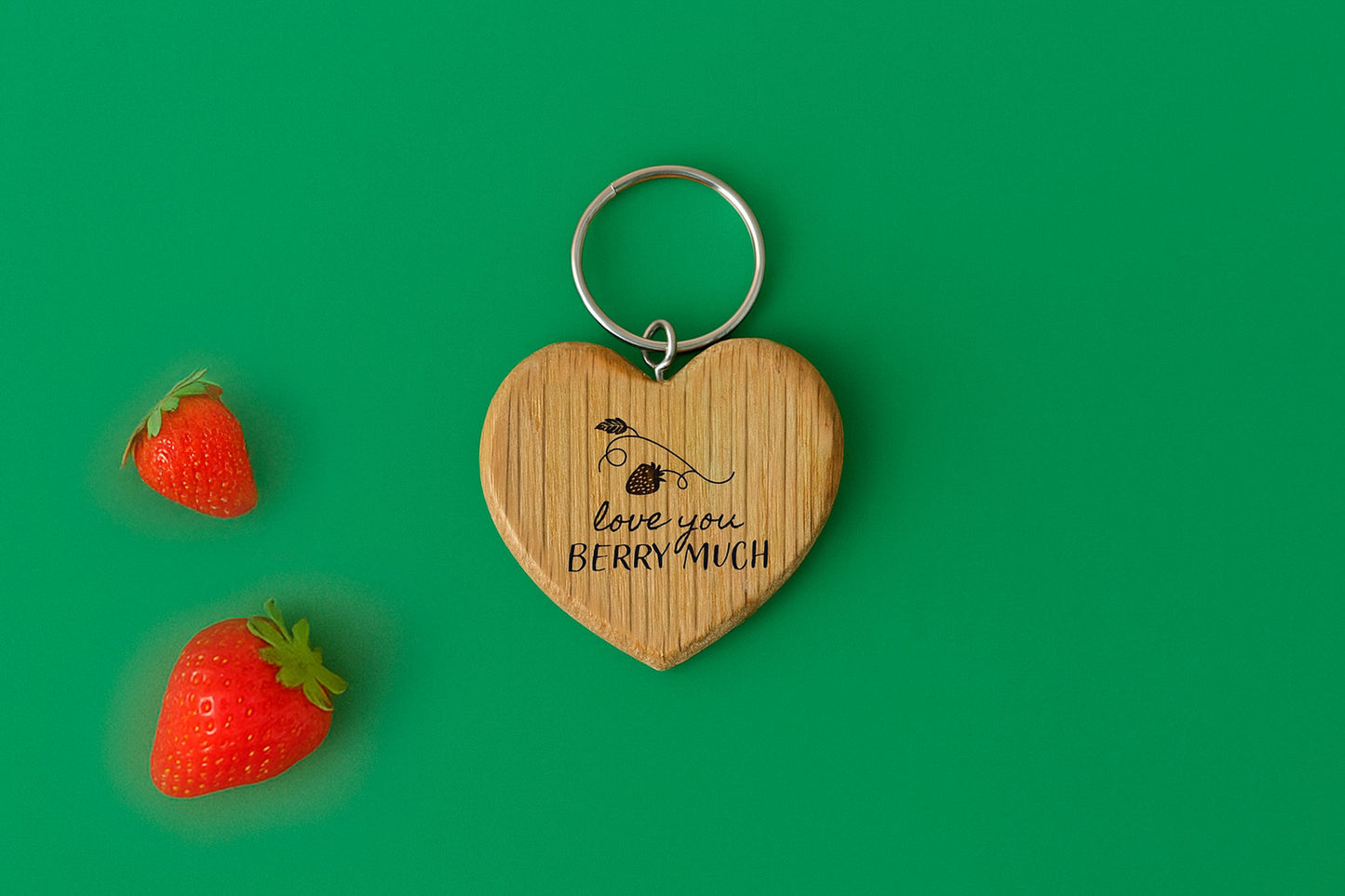 Oak Heart Keyring - 'Love You Berry Much' | House Keys | Novelty