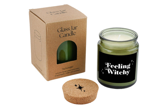 Green Jar Candle • “Feeling Witchy” • Scented Jar Candle • Gift for Her •  Gifts for Him • Halloween Candle • Halloween Decor