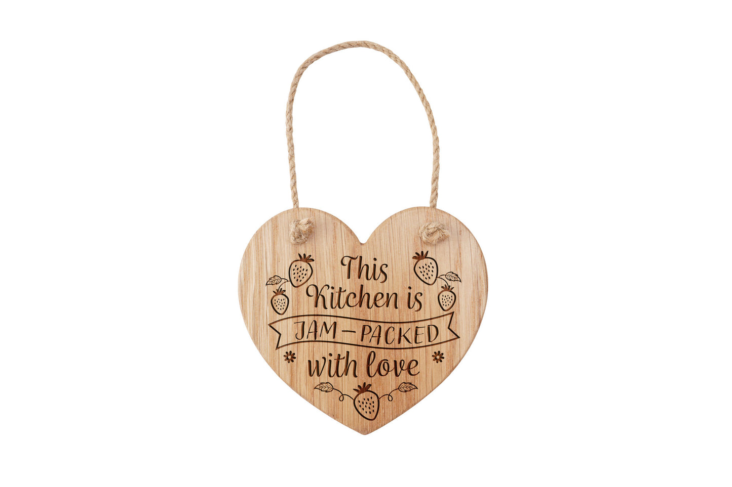 Oak Hanging Heart 'This Kitchen Is Jam Packed...' | Wall Sign | Perfect Gift | Home Decor