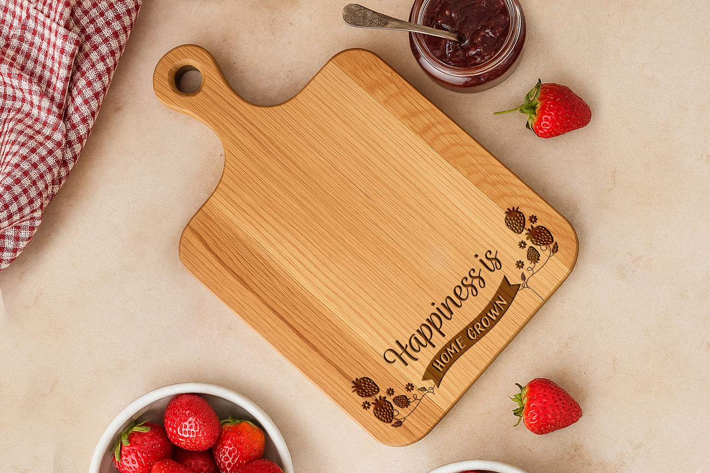 Oak Cheeseboard 'Happiness Is Home Grown' | Cheeseboard | Table Decor | Christmas Tableware
