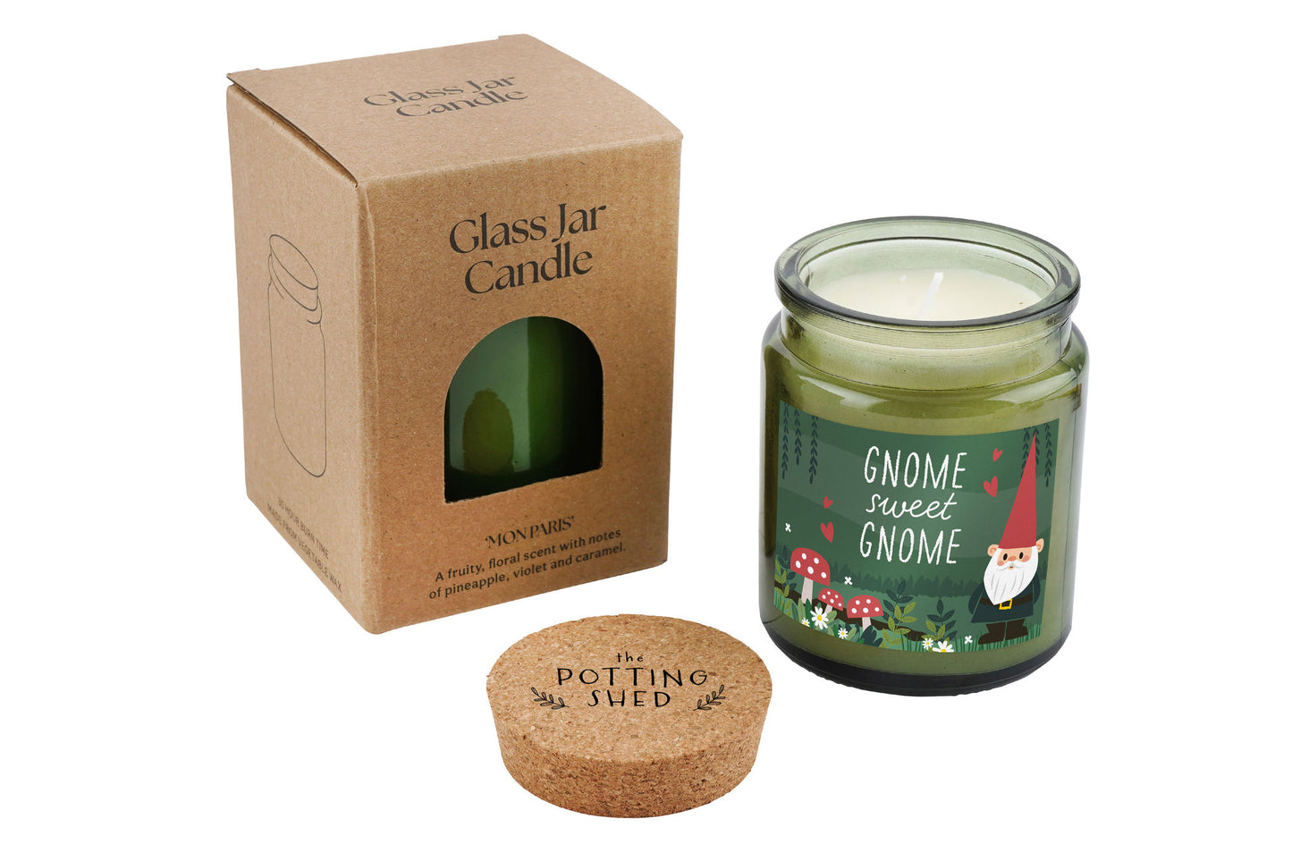 Green Jar Candle • “Gnome Sweet Gnome” • Scented Jar Candle • Gift for Her •  Gifts for Him • Garden Candle • Garden Accessory
