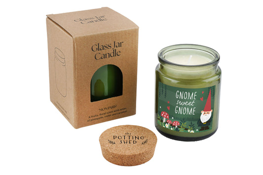 Green Jar Candle • “Gnome Sweet Gnome” • Scented Jar Candle • Gift for Her •  Gifts for Him • Garden Candle • Garden Accessory