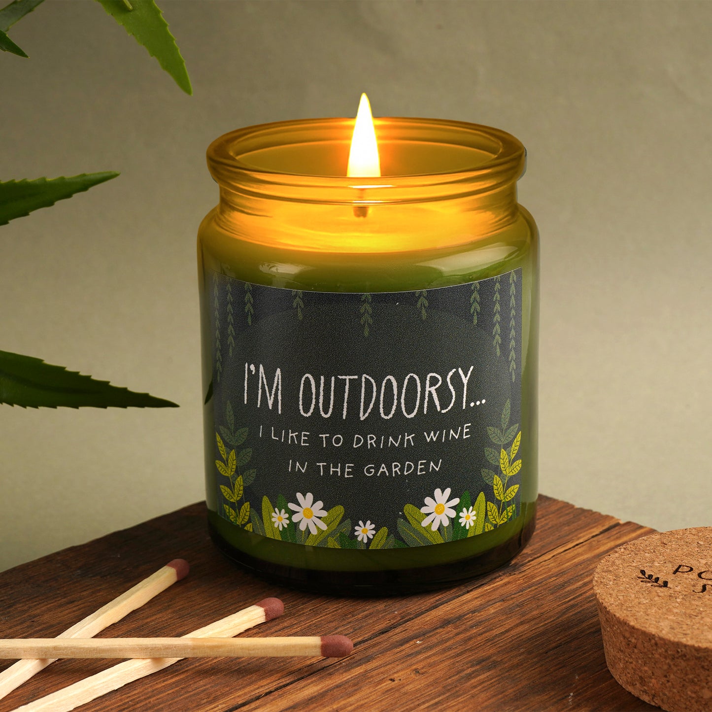 Green Jar Candle • “I'm Outdoorsy” • Scented Jar Candle • Gift for Her •  Gifts for Him • Garden Candle • Garden Accessory