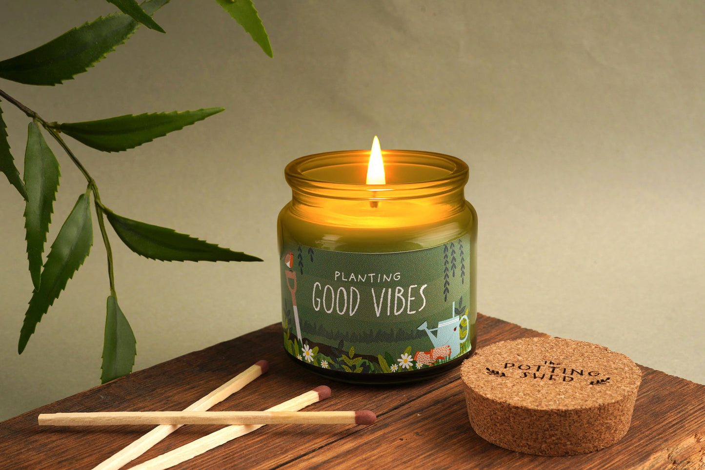 Planting Good Vibes Green Scented Jar Candle • Home Decor