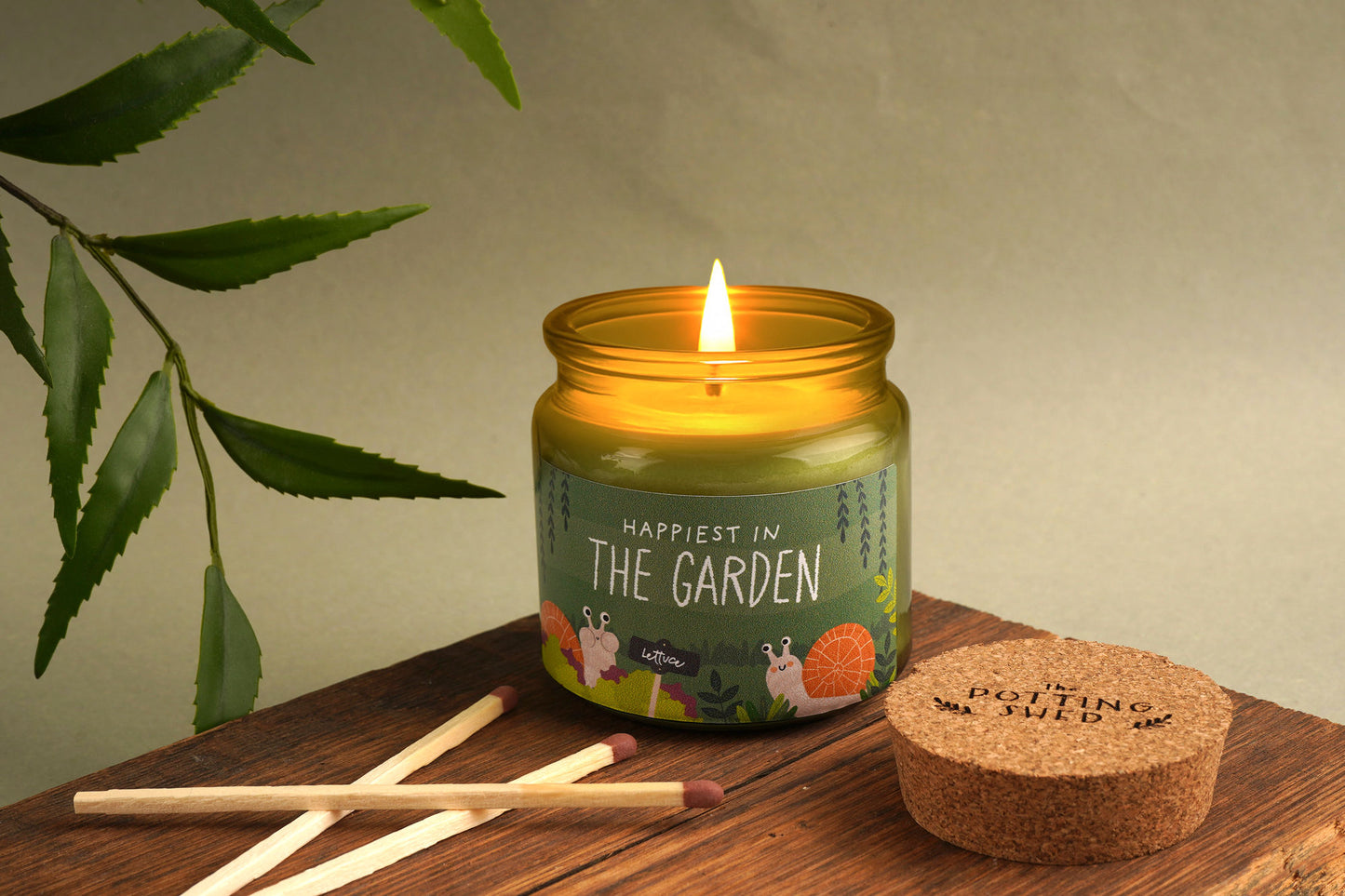 Happiest In The Garden • Green Scented Jar Candle • Home Decor