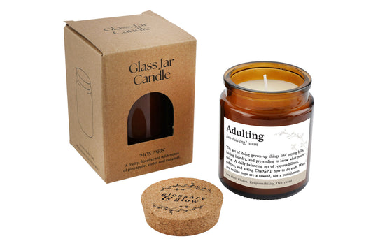 Brown Jar Candle • "Adulting Definition” • Scented Jar Candle • Special Gift • Humor Candle • Gift For Her • Sentiment Gift • Gift For Him