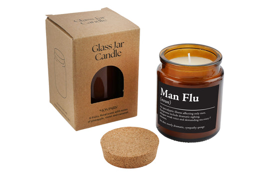 Brown Jar Candle • “Man Flu” • Scented Jar Candle • Gift for Him • Fathers Day • Special Dad | Novelty Candle • Humor Candle