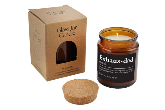 Brown Jar Candle • “Exhaus Dad” • Scented Jar Candle • Gift for Him • Fathers Day • Special Dad • Novelty Candle • Humor Candle