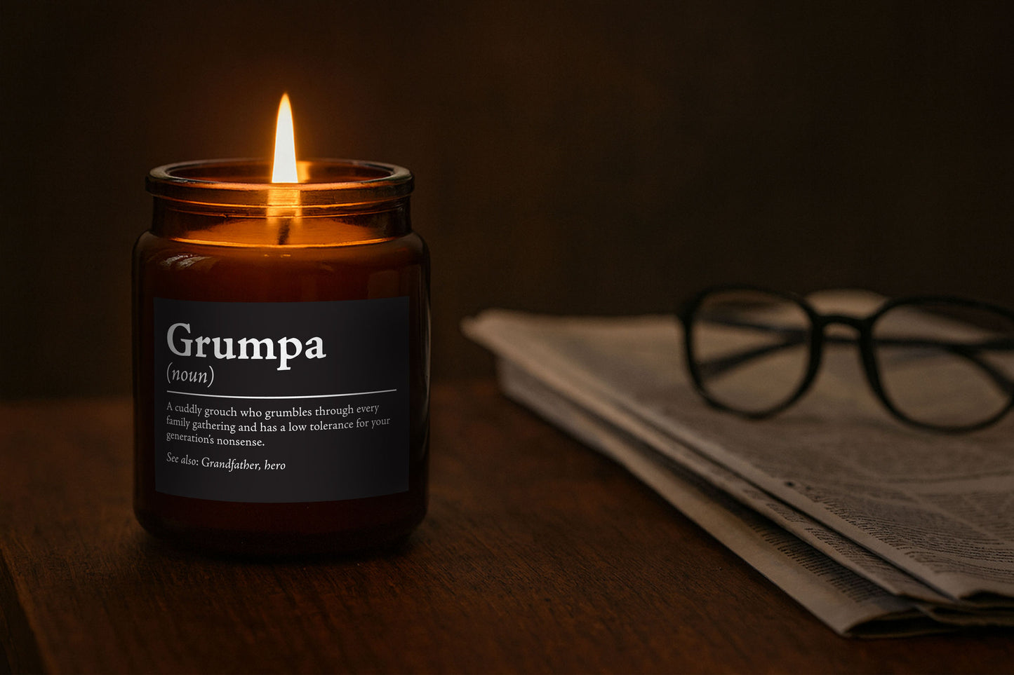 Brown Jar Candle • “Grumpa” • Scented Jar Candle • Gift for Him • Special Grandpa • Novelty Candle • Humor Candle
