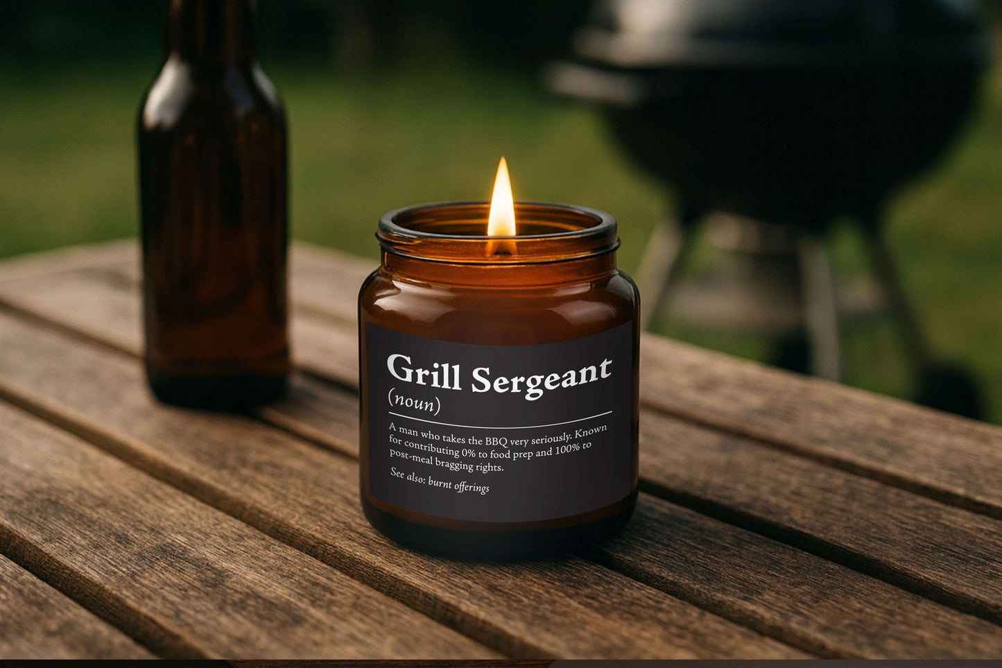 Brown Jar Candle • “Grill Sergeant” • Scented Jar Candle • Gift for Him • Special Gift • Novelty Candle • Humor Candle