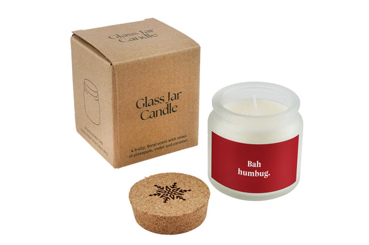 Bah Humbug Scented Candle • Clear Glass Jar Candle • Christmas Candle • Holiday Home Décor • Secret Santa • Gift Boxed