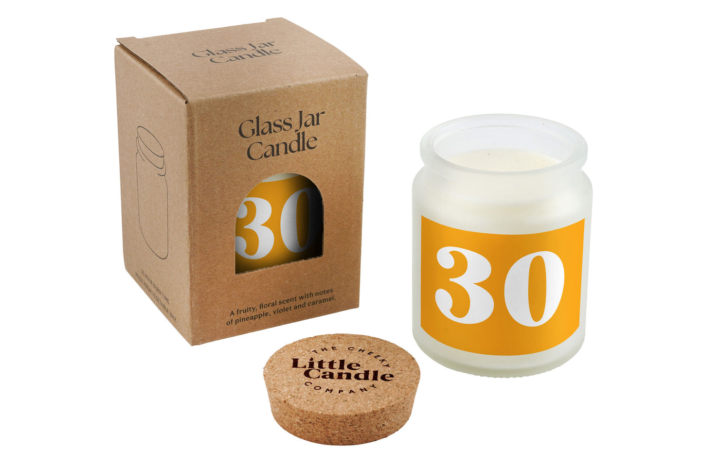 30 Large Clear Candle • 30th Birthday • Birthday Gift • Scented Glass Jar Candle • Humour • Just Because Candle • Gift Box