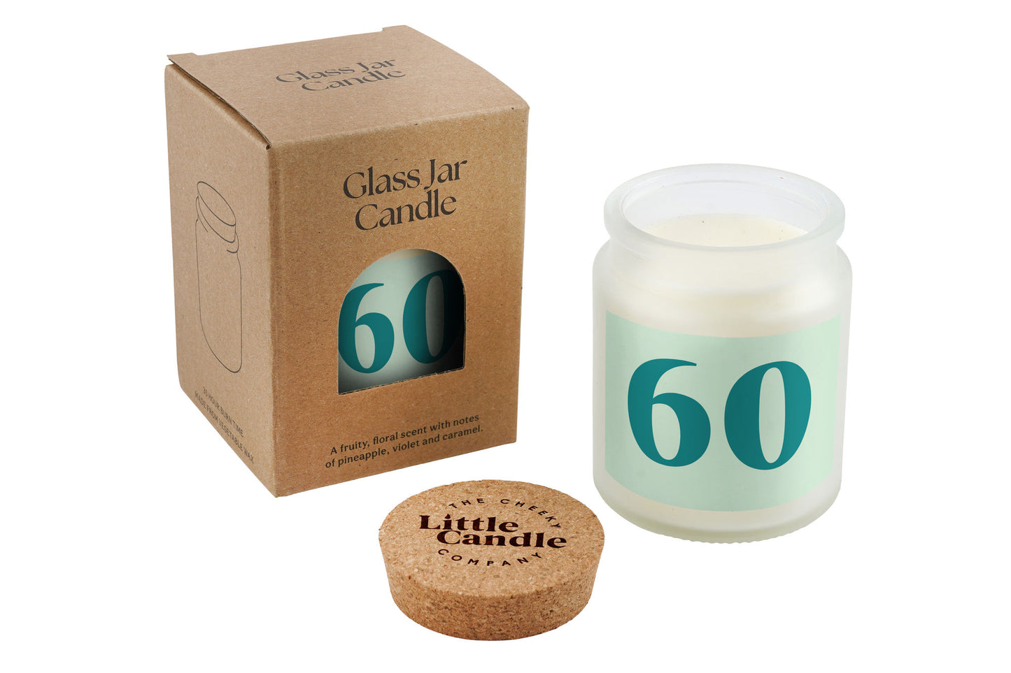 60 Large Clear Candle • 60th Birthday • Birthday Gift • Scented Glass Jar Candle • Humour • Just Because Candle • Gift Box