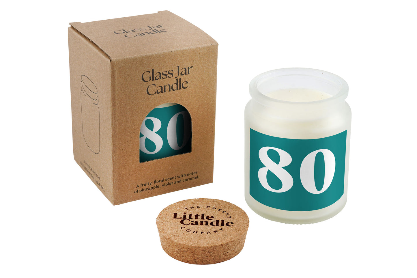 80 Large Clear Candle • 80th Birthday • Birthday Gift • Scented Glass Jar Candle • Humour • Just Because Candle • Gift Box