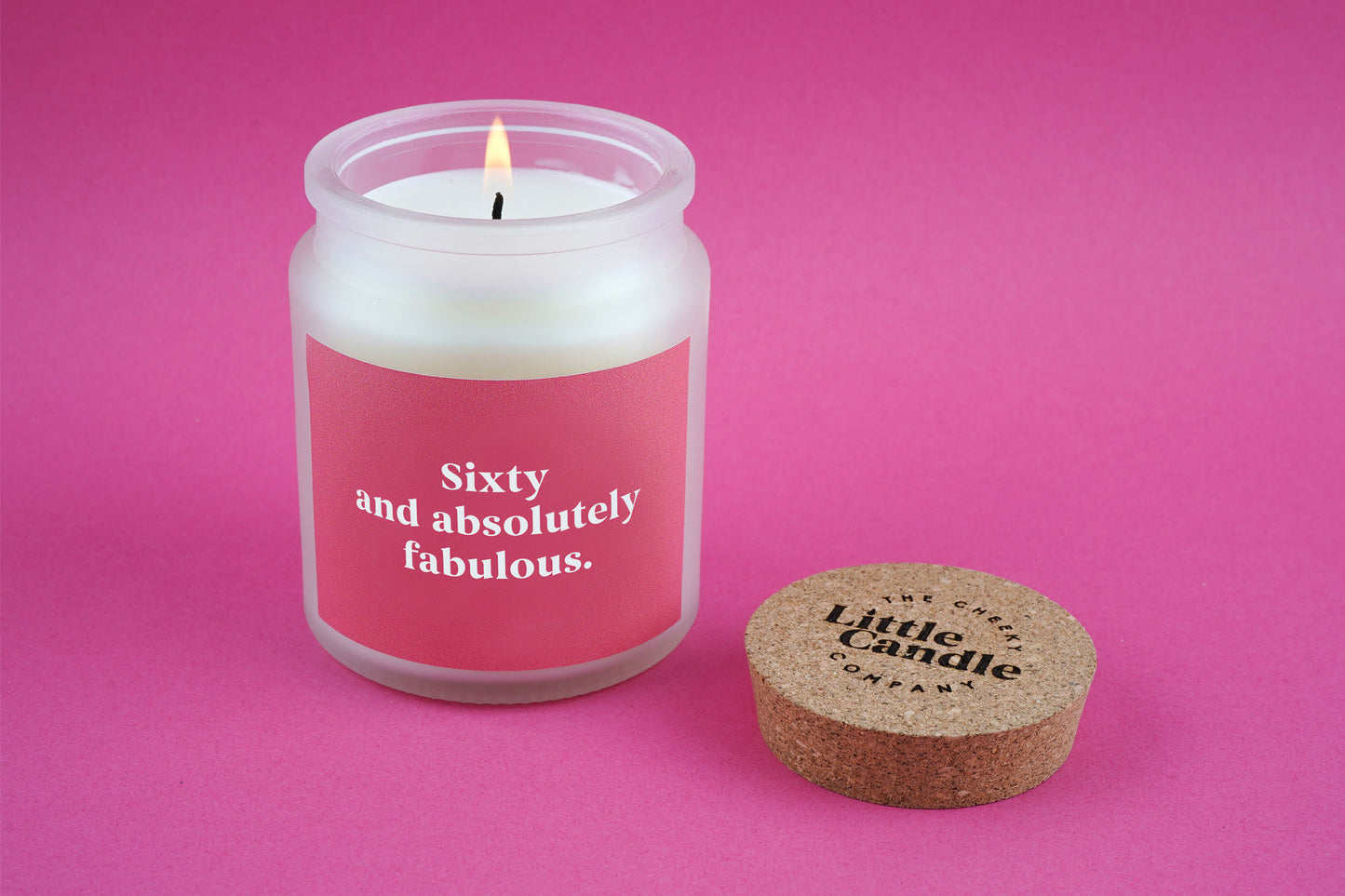 60th Birthday Candle • 'Sixty and Absolutely Fabulous' Large Clear Candle • Birthday Gift • Scented Glass Jar Candle • Gift Box