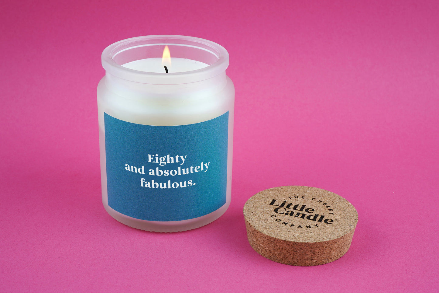 80th Birthday Large Clear Candle • 'Eighty and Absolutely Fabulous' • Scented Glass Jar Candle • Gift Box