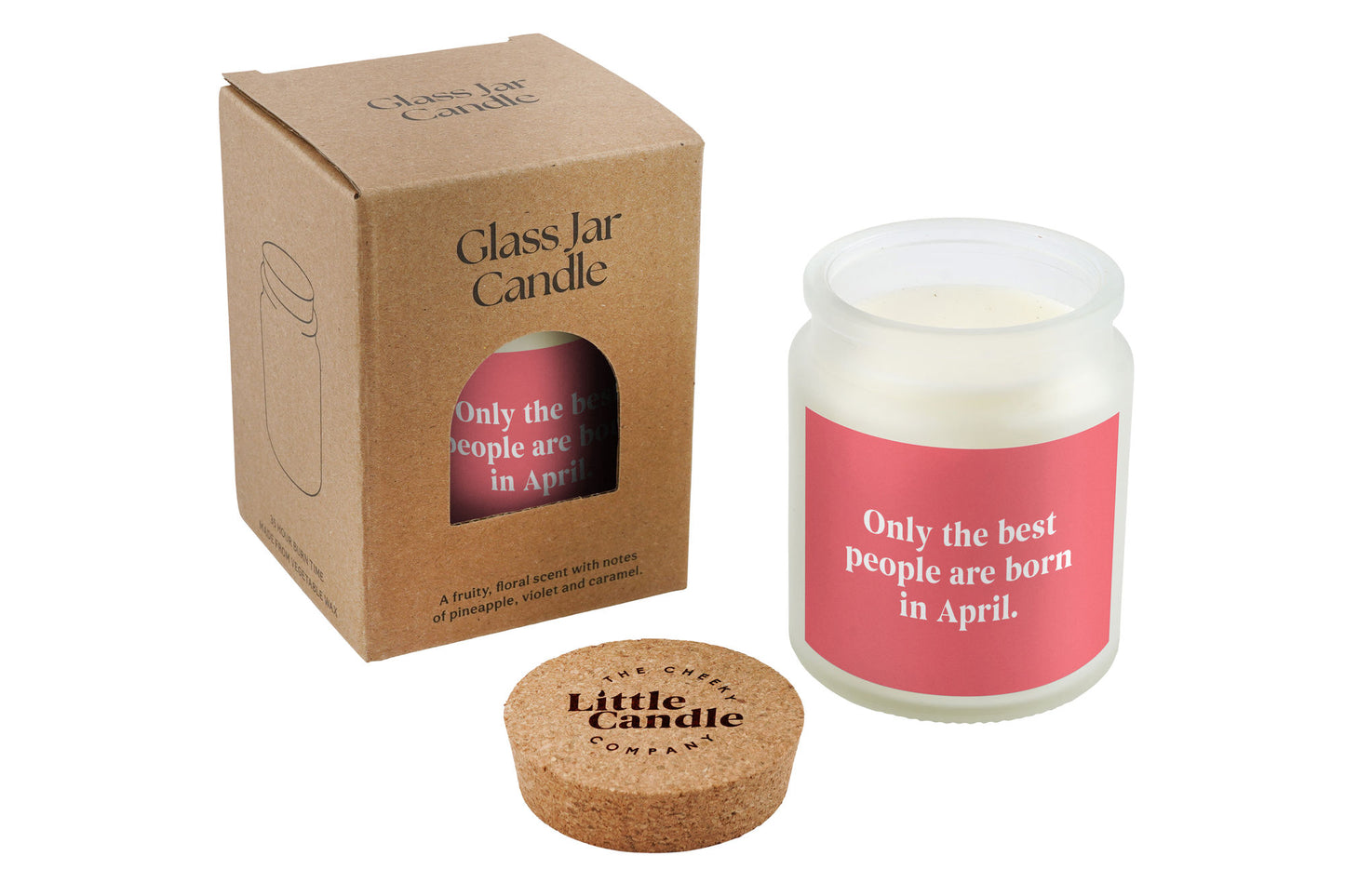 April Birthday Candle • 'Only The Best People Are Born In April' Large Scented Glass Clear Jar Candle • Birthday Gift •  Gift Box