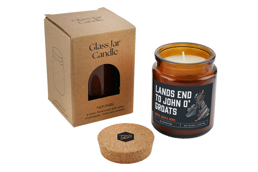 Brown Jar Candle • "Land's End To John O' Groats” • Scented Candle • Adventure • Cycle Walk Run • Challenge • Gift For Her Him • Gift Box