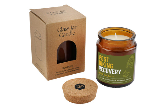 Brown Jar Candle • "Post Hiking Recovery” • Scented Candle • Adventure • Trailblazer • Gift For Her • Gift For Him • Gift Box