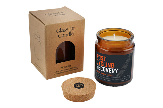 Brown Jar Candle • "Post Cycling Recovery” • Scented Candle • Home Decor • Cyclist • Adventure • Gift For Her • Gift For Him • Gift Box
