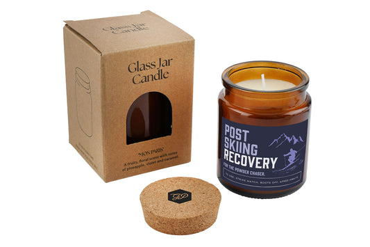 Brown Jar Candle • "Post Skiing Recovery” • Scented Candle • Home Decor • Skier • Adventure • Gift For Her • Gift For Him • Gift Box