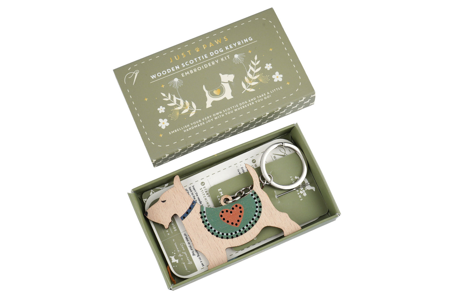 Just Paws Wooden Scottie Dog Keyring Embroidery Kit | Craft | Hobby