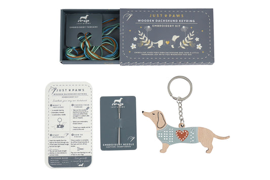 Just Paws Wooden Dachshund Keyring Embroidery Kit | Craft | Hobby