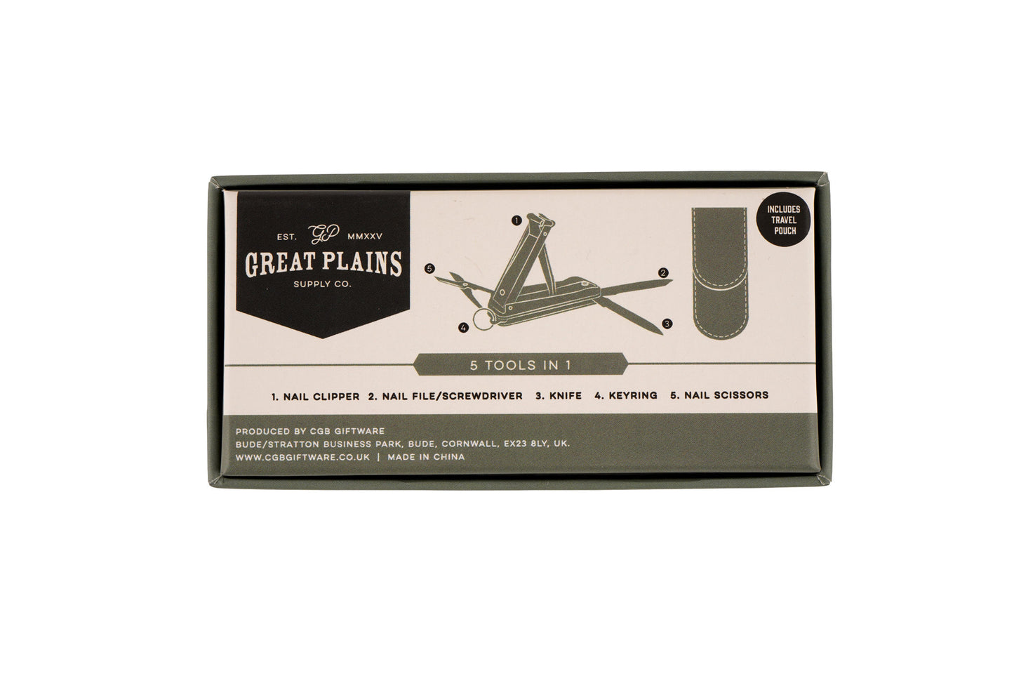 Great Plains Manicure Multi Tool | Compact Travel Accessory, Keyring Attachment, Gift Boxed