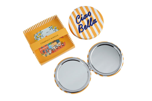 Bon Voyage 'Ciao Bella' Compact Mirror | In Gift Box | Travel Accessory | Handbag | Make Up