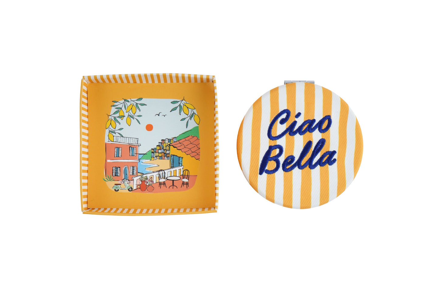 Bon Voyage 'Ciao Bella' Compact Mirror | In Gift Box | Travel Accessory | Handbag | Make Up