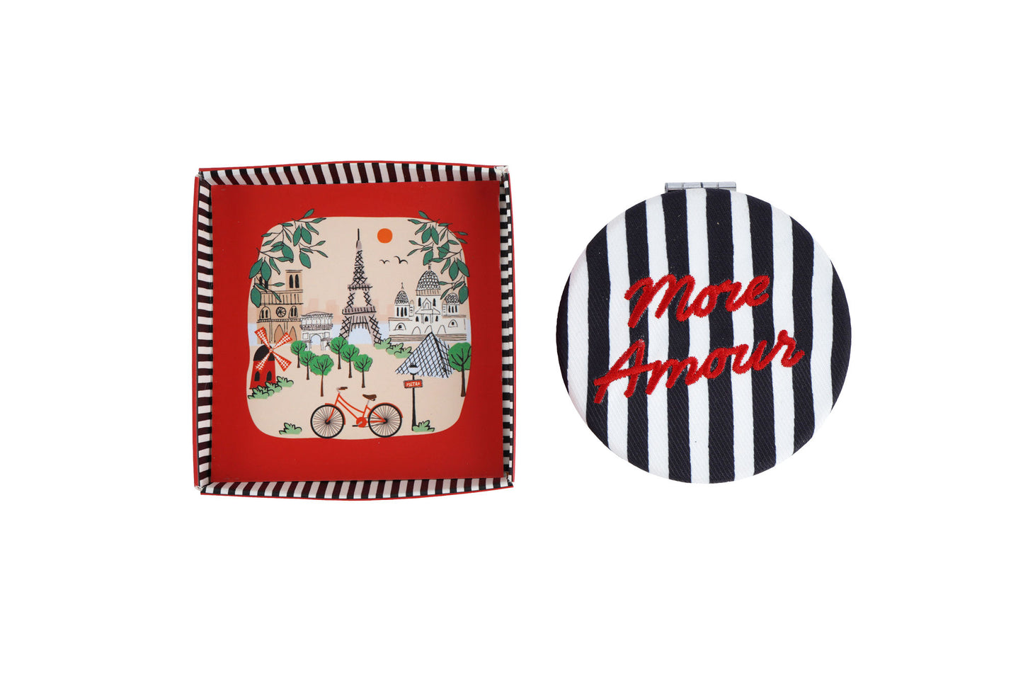 Bon Voyage 'More Amour' Compact Mirror | In Gift Box | Travel Accessory | Handbag | Make Up