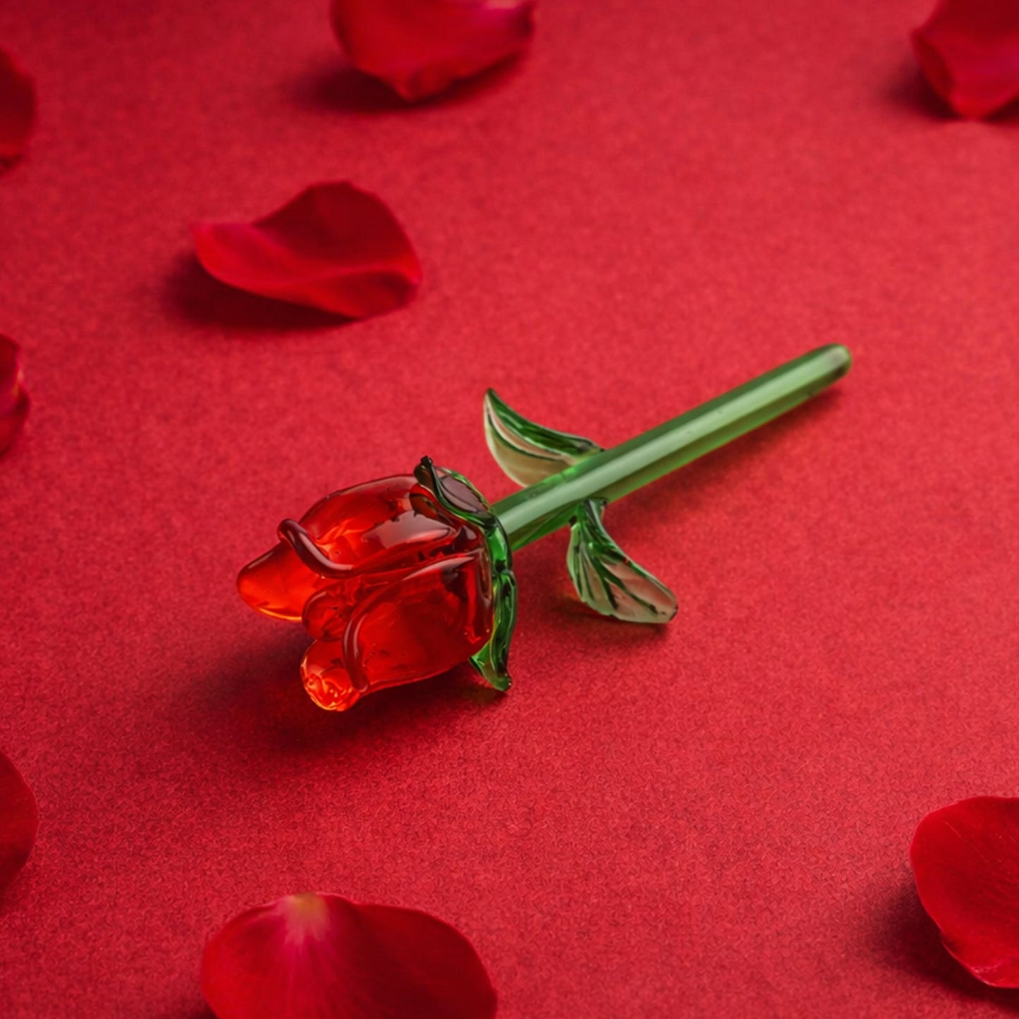 Artisan Glass Red Rose | In Gift Box | Home Decor | Ornament | Homeware | Collectable