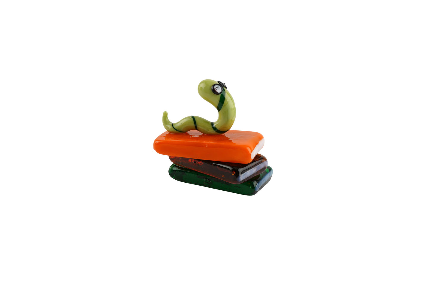 Artisan Glass Books And Bookworm | In Gift Box | Home Decor | Ornament | Homeware | Collectable