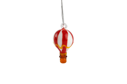 Artisan Glass Hot Air Balloon Ornament | Vibrant Colors, Miniature Basket, Collectable Home Decor