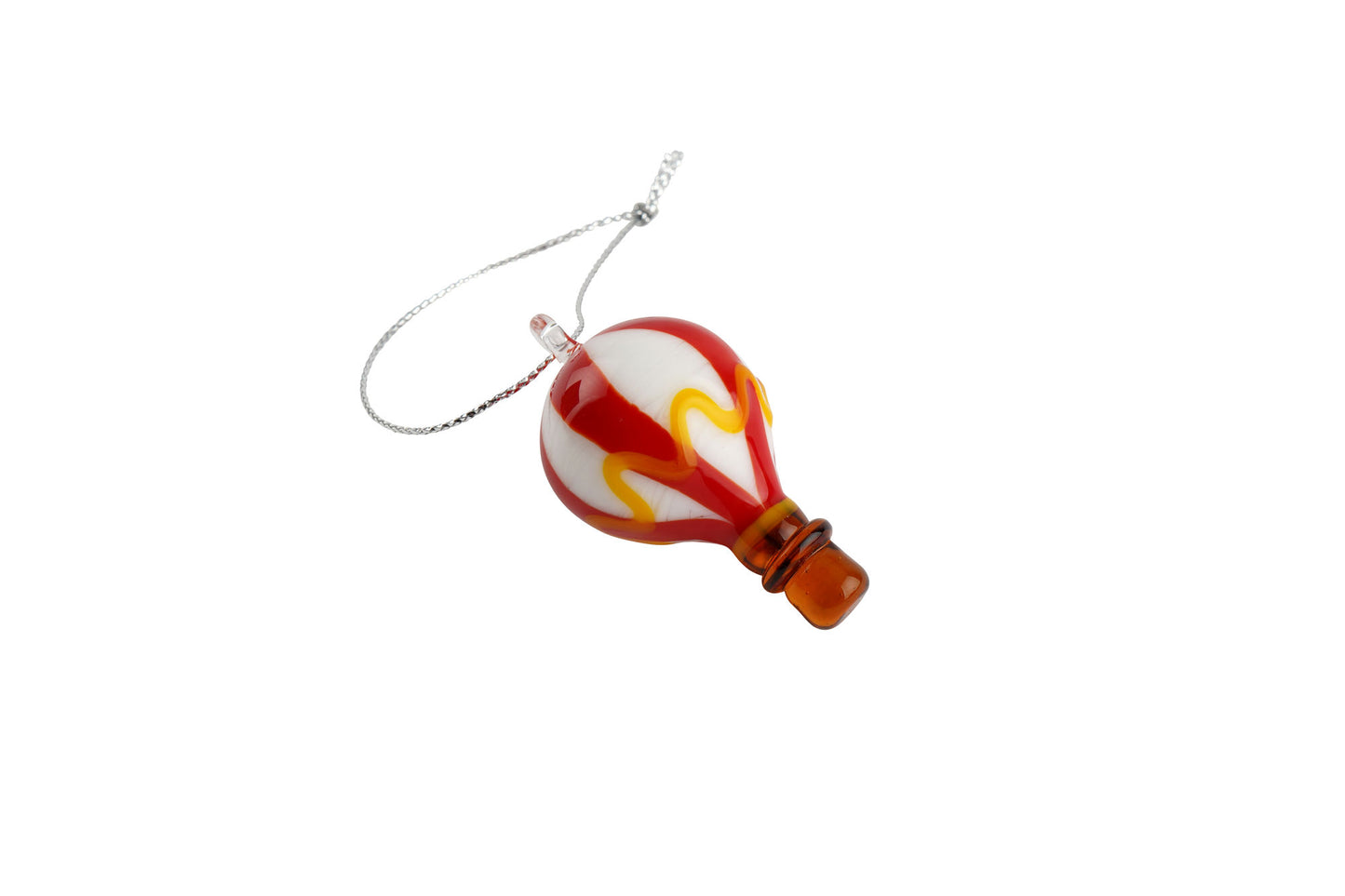 Artisan Glass Hot Air Balloon Ornament | Vibrant Colors, Miniature Basket, Collectable Home Decor
