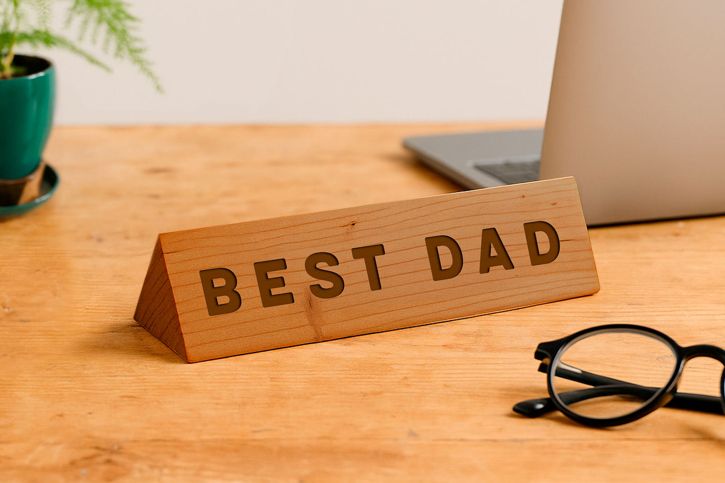 Wooden Desk Sign 'Best Dad' | Gift For Him | Office Sign | Engraved Gift | Fathers Day