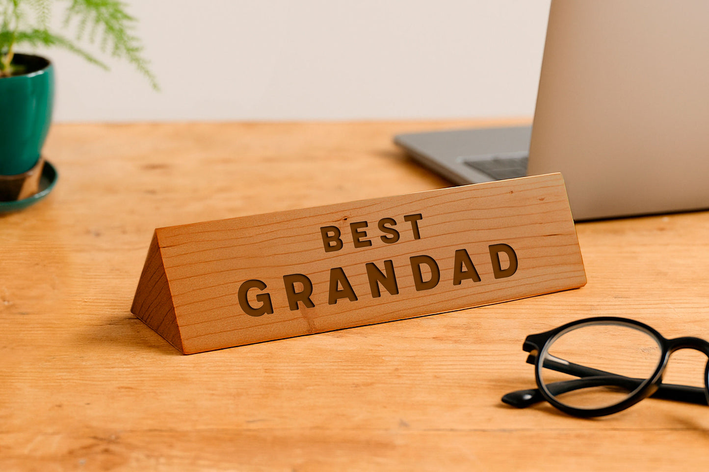 Wooden Desk Sign 'Best Grandad' | Gift For Him | Office Sign | Engraved Gift | Fathers Day
