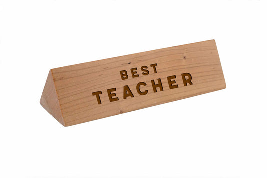 Wooden Desk Sign 'Best Teacher' | Gift For Her | Gift For Him | Office Sign | Engraved Gift