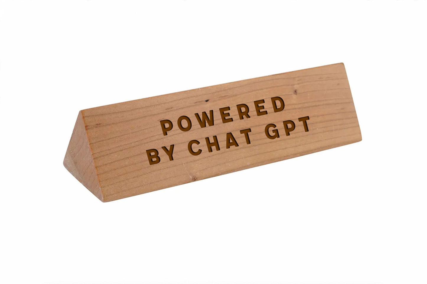 Wooden Desk Sign 'Powered By Chat GPT' | Gift For Her | Gift For Him | Office Sign | Engraved Gift