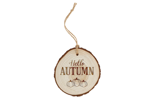 Hello Autumn Wooden Log Sign | Rustic Fall Door Hanger | Cosy Autumn Home Decor | Wall Decoration | Pumpkin Season Gift | Decoration