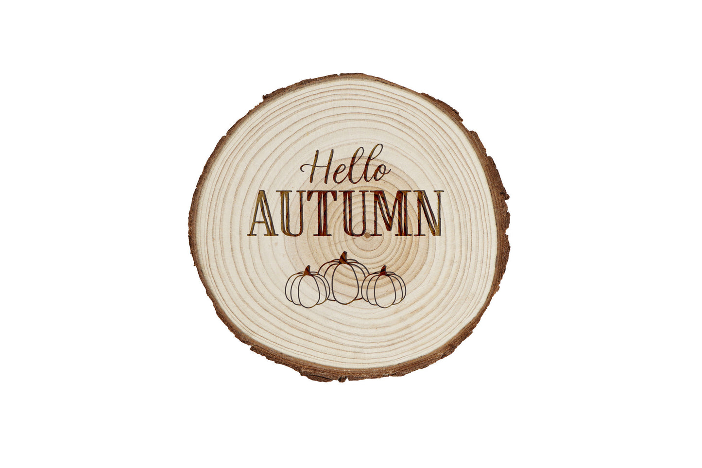 Hello Autumn Log Coaster | Rustic Pumpkin Table Decor | Fall Drink Coaster | Cosy Autumn Kitchen Accessory | Homeware | Tableware | Gift