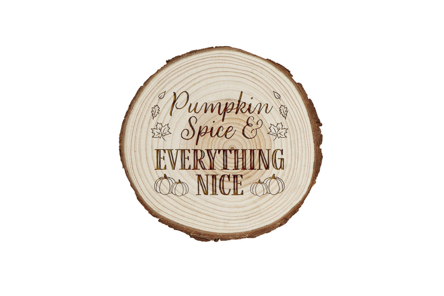 Pumpkin Spice & Everything Nice Log Coaster | Pumpkin Table Decor | Fall Drink Coaster | Cosy Autumn Kitchen Accessory | Homeware | Gift