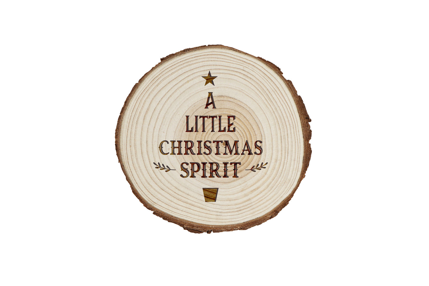 A Little Christmas Spirit Coaster | Wooden Log Festive Christmas Table Decor | Holiday Kitchen Accessory