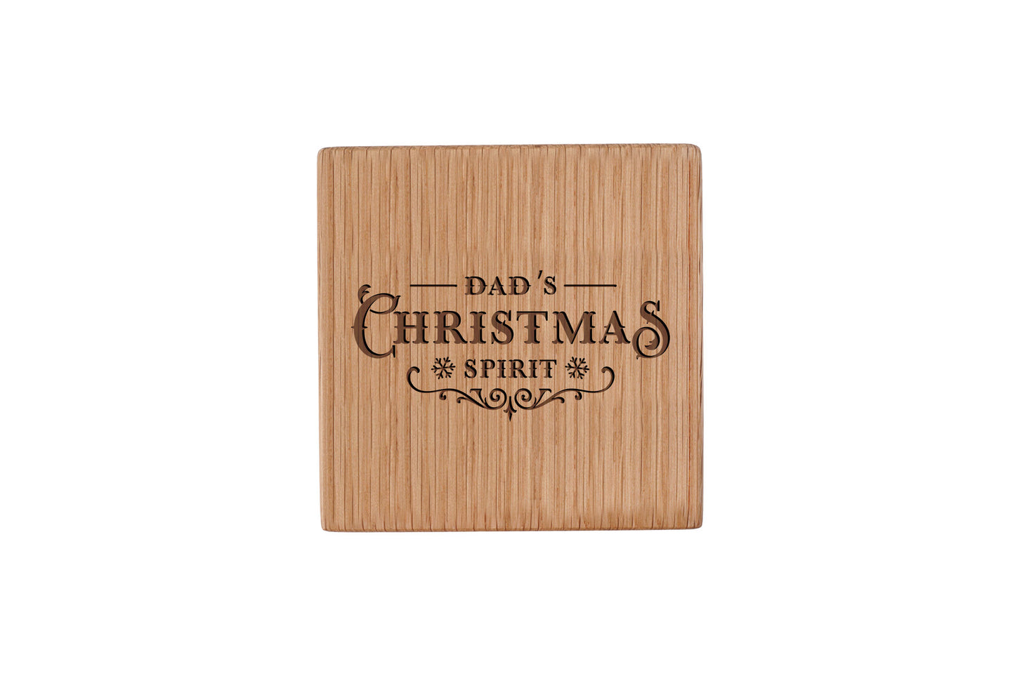 Dad's Christmas Spirt Oak Coaster | Christmas Table Decor | Festive Drink Coaster | Seasonal | Gift For Him