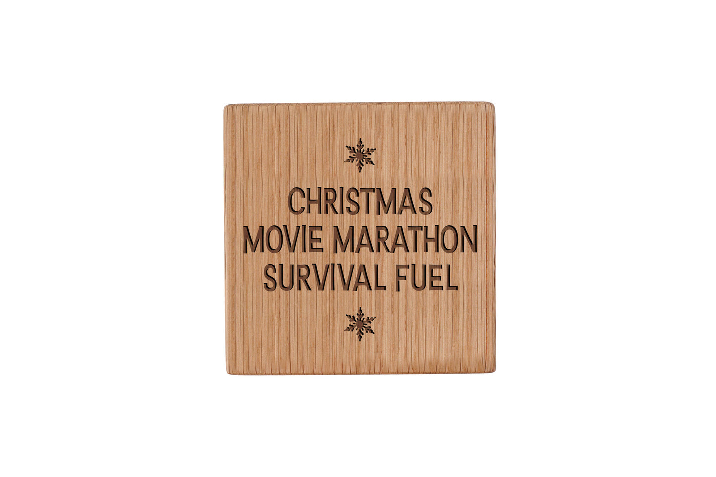 Christmas Movie Marathon Survival Fuel Oak Coaster | Christmas Table Decor | Festive Drink Coaster | Seasonal