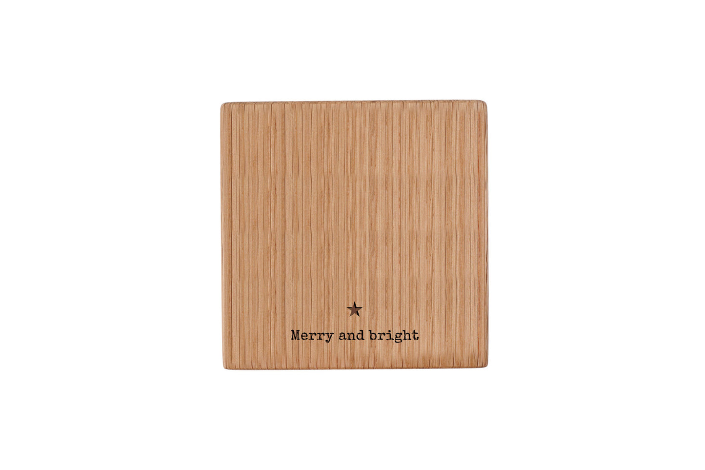 Square Oak Drinks Coaster | 'Merry and Bright' | Christmas Table Decor | Festive | Seasonal